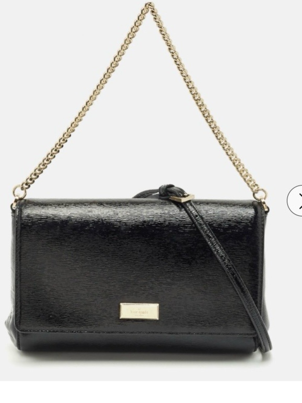 kate spade Black Patent Crossbody with Gold Chain